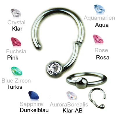 1,2mm Stahl 3mm Kristall Kugel Segment Ring Clicker Scharnier Ohr Helix Piercing - Bild 1 von 2