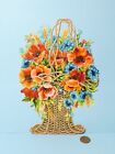 Large Original Victorian Paper Scrap Colourful Basket of Poppy Flowers etc. #47