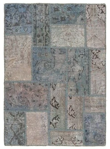 Tapis Persan Tissé À La Main Patchwork 122x90 Cm - Orient, Tapis, Vintage, Bleu - Picture 1 of 6
