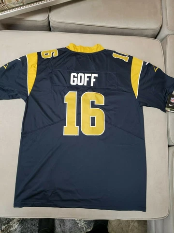 Los Angeles Rams #16 Jared Goff Dark Blue Home Jersey Men's Size Medium SB53 Cover