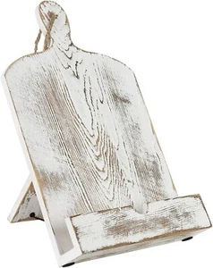 White Wood Cutting Board Kitchen Recipe Cookbook Holder, Display Book Stand - Picture 1 of 7