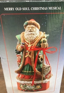 Vintage "Ole Saint Nick" Porcelain Santa Working Music Box* - Picture 1 of 6