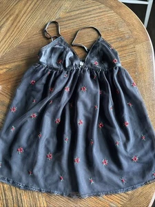 Victoria Secret Babydoll Negligee Vintage schwarz XSmall 2 Lagen Rosen - Bild 1 von 6