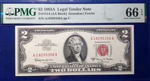 1963A $2 Legal Tender Note Fr-1514 PMG66 Gem EPQ - Picture 1 of 2