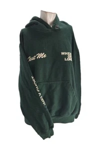Lonley Ghost Men's Sweatshirt Small Green Cotton Spellout Hoodie Graphic Text Me - Picture 1 of 8