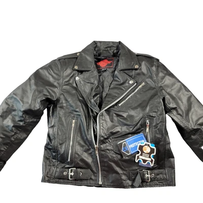 Chaqueta Alpha Cycle Gear Para Hombre Grande Cuero Motocicleta YKK Cremalleras Protectores CE 883 Foto 1 de 4