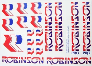 Robinson Pro und Regular BMX Aufkleber Set 1980-83 auf weiß Vinyl - Bild 1 von 1