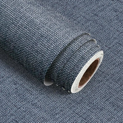 Grasscloth Peel and Stick Wallpaper Denim Blue Contact Paper 15.7inch x 118.1inc - Image 1 of 4