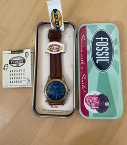 FOSSIL WATCH VT-2414 Blue dial, leather BOXED INSTRUCTIONS *Please Read* SAN9A - Picture 1 of 5