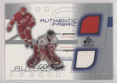 2001 SP Game Used Edition Authentic Dual Fabric Steve Yzerman Chris Osgood HOF - Image 1 of 2