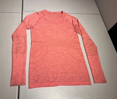 Lululemon Top Women's 6 Pink Coral Swiftly Tech LS Shirt Fitness Run Gym Yoga - Image 1 of 4