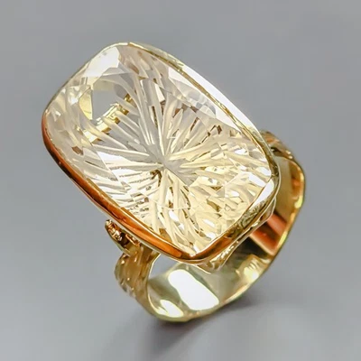 Anillo Citrino Natural 32 ct Regalo Año Nuevo Plata de Ley 925 Talla 8/R432455 Foto 1 de 4