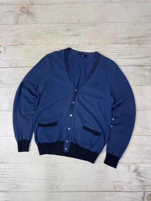 Cárdigan suéter tejido cachemir Fred Perry vintage para hombre talla S azul Foto 1 de 4