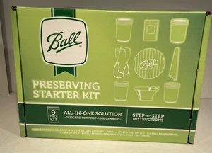 Ball Preserving Starter Canning Kit 9p Funnel Bubble Remover Rack 4 Jars Gift - Picture 1 of 2