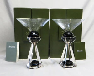 Pair of Adam Tihany x CHRISTOFLE Silverplate Bombay Sapphire Martini Glasses - Picture 1 of 12
