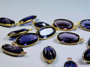 Ovalos facetados Hidroamatista Qtz Chapado en Oro Bisel Conectores Suministros de Joyería - Imagen 1 de 5