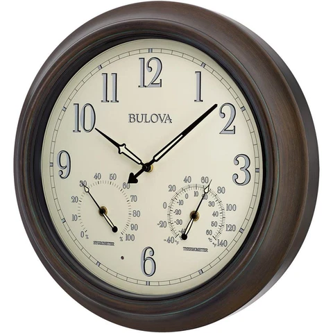 18 in. H x 18 in. W Outdoor Wall Clock with 2-Step Metal Case,Oil Rubbed Bronze Cover