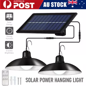 Double Head Solar Power Hanging Pendant 60 LED Light Garden Shed Lamp Outdoor AU - Picture 1 of 12