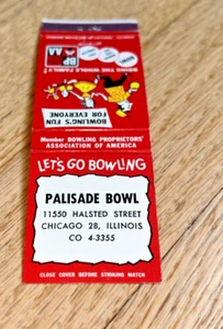Vintage Matchbook Cover PALISADE BOWL 11550 Halsted St. CHICAGO Illinois - Picture 1 of 3