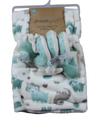DreamGro Dinosaurio Espiral Juguete Manta Set Bebé Niños Peluche Marfil Verde Dino Nuevo con Etiquetas Foto 1 de 4