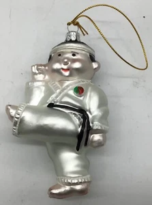 Lord & Taylor Blown Glass Karate Kid Black Belt Christmas Ornament - Picture 1 of 4