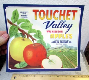 Vintage Original fruit crate label, Touchet Valley Washington Apples, NEW - Picture 1 of 1