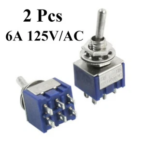 Interruttore a levetta parte elettrica blu 2pcs DPDT ON/ON 2 posizioni 6 pin AC 125V 6A - Foto 1 di 4