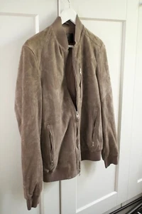 Brand New All Saints Concrete Grey KEMBLE BOMBER suede goat Jacket XS RRP £369 - Picture 1 of 3
