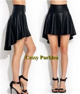FALDA SN-D3-1 Damas Negra Aspecto Húmedo Cuero Sintético Cintura Alta Baile Fiesta Ropa - Imagen 1 de 3