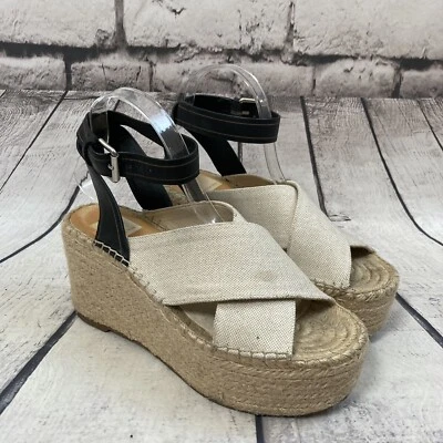 Sandalia Dolce Vita para mujer 8 beige banda cruzada cuero correa al tobillo plataforma de yute Foto 1 de 4