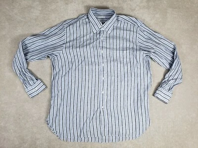 Camisa con botones de manga larga Mastai Ferretti para hombre talla XXL azul negro a rayas Foto 1 de 4