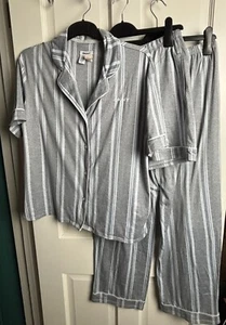 DKNY Small Grey Striped 3 piece Pyjama set - Shirt, Trousers & shorts - Picture 1 of 12