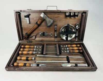 Skewers set grill set tools shashlik mangal grill in case-table UKRAINE (7502) - Image 1 of 4