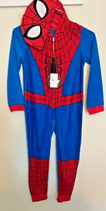 Marvel Spiderman Kids Boys size 10 One Piece Suit Pajama/ Costume with Hood NWT - Picture 1 of 6
