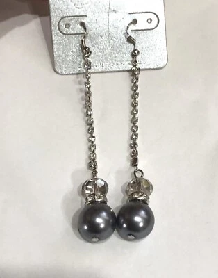 Pendientes largos de diamantes de imitación con cuentas de perlas de moda para mujer SIN NÍQUEL Y PLOMO (A) 156 Foto 1 de 4