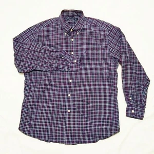 Nautica Button Front Hemd Herren Langarm Kariertes Hemd X-Large Navy-Blau - Bild 1 von 6