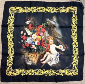 DOLCE & GABBANA Scarf Black Red Floral Rose ANGEL Silk Wrap Cover Up Accessory - Picture 1 of 6