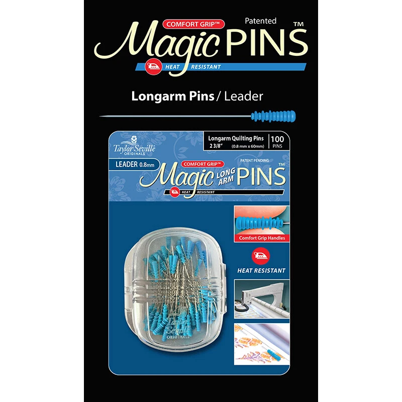 MAGIC PINS LONG ARM LEADER QUILTING 100 Count ~ .8 MM 2 3/8" Pins  COMFORT GRIP - Image 1 of 1