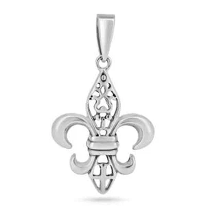 925 Sterlingsilber Basic Fleur de Lis - Lilie von Frankreich Anhänger Halskette - Bild 1 von 2