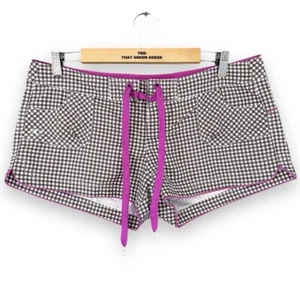 Ladies O'Neill Grey White Checked Low Rise Summer Surf Shorts Size 14 - Picture 1 of 6