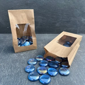 25 Muggelsteine Glassteine Dekosteine Glasnuggets 30 bis 35mm blau hellblau - Bild 1 von 7