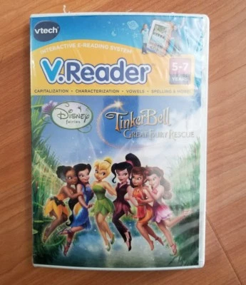 Vtech V.Reader Tinker Bell And The Great Fairy Rescue ages 5-7 Travel Fun Game - Image 1 of 2