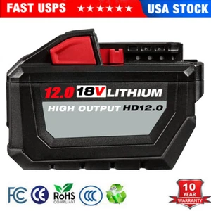 (1) NEW FOR Milwaukee 18V 12.0 AH 48-11-1812 HD M18 Battery 18 Volt XC 12000mAh - Picture 1 of 14