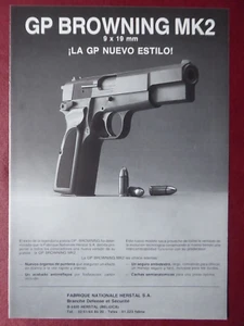 4/1986 PUB FN HERSTAL GP BROWNING MK2 PISTOLET PISTOL ORIGINAL SPANISH AD - Imagen 1 de 1