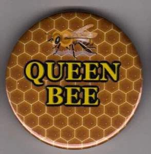 Queen Bee badge for beekeeper - honeycomb hive design apiary pin button - Picture 1 of 1