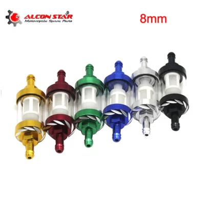 8mm Inline Motorcycle Glass Fuel Filter Gas Petrol Filter Reusable  - Image 1 of 4
