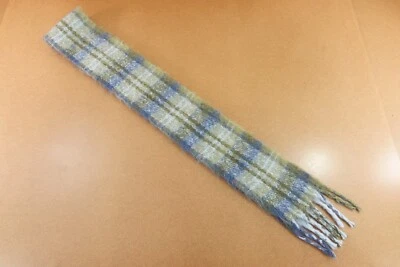 Bufanda antigua azul marino para hombre verde a cuadros cepillada tejida con flecos nueva con etiquetas Foto 1 de 4