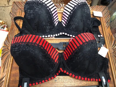 Angelina, Sujetador con aros (2), Encaje, Push-ups, Rojo y Blanco/Negro, Nuevo, Talla 40C.: Foto 1 de 4