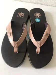 WOMEN'S REEF BROWN/BLUSH CROC MIA SASSY FLIP FLOP BEACH/POOL SANDALS SIZE 10 NWT - Picture 1 of 7