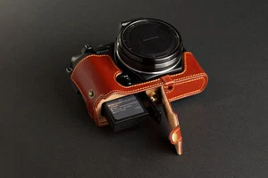Funda protectora de cuero genuino con media cámara para Olympus STYLUS 1 parte inferior abierta - Imagen 1 de 8
